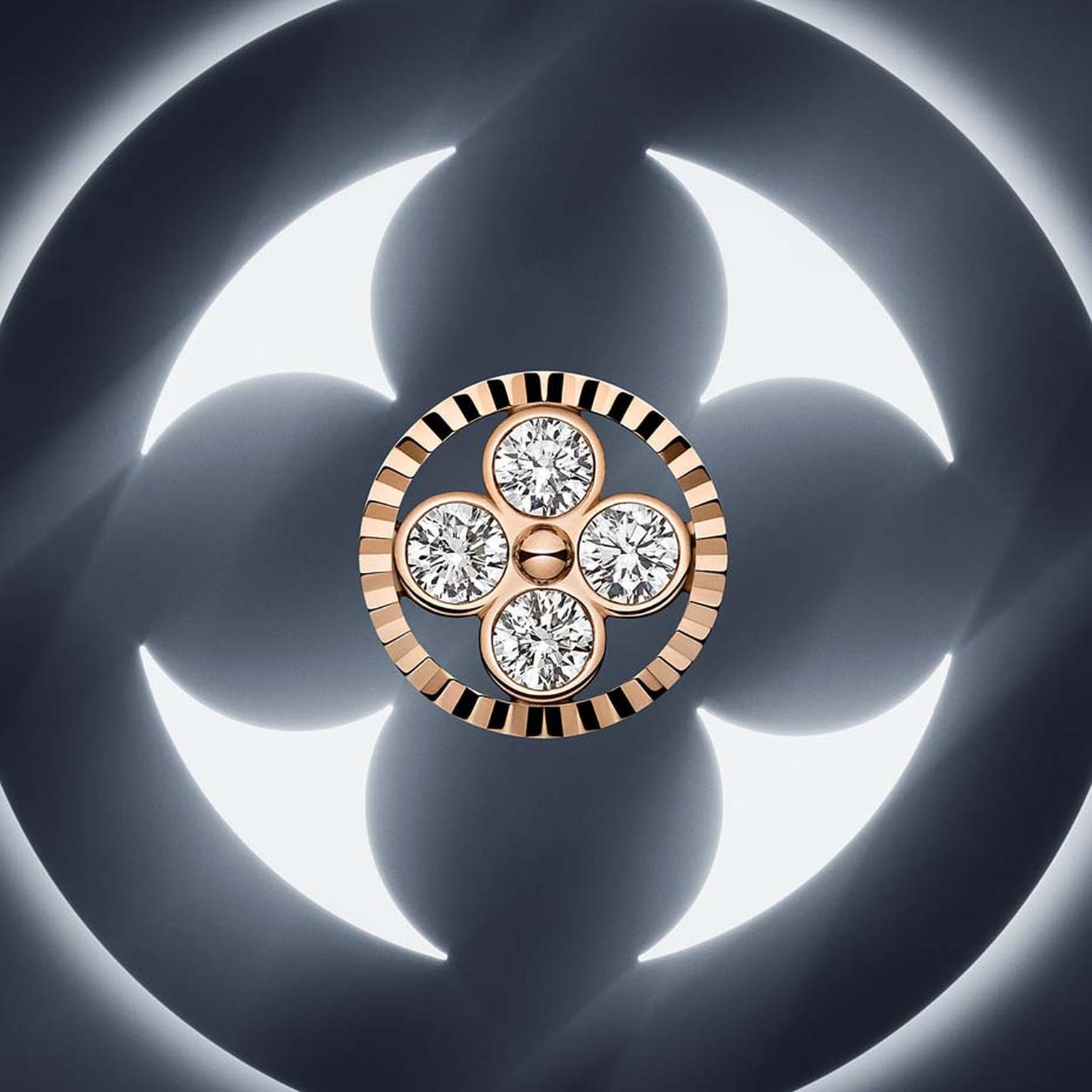 The round-petal quatrefoil flower inside a circle is one of